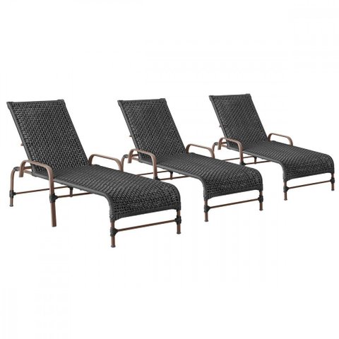3 Espreguiçadeiras Reclinavel Catar Marrom Corda Nautica Trama Original