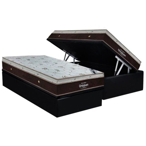 Cama Box Baú Solteiro: Colchão Molas Superpocket Ensacadas Ortobom Sleep King + Base Crc Suede
