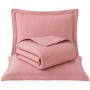 Ver imagem 1 de Kit Cobre Leito Max Casal Percal 300 Fios Colcha Dupla Face Bordado Matelassê 3 Peças Rosa Malva