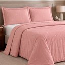 Ver imagem 2 de Kit Cobre Leito Max Casal Percal 300 Fios Colcha Dupla Face Bordado Matelassê 3 Peças Rosa Malva