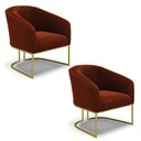 Ver imagem 1 de Kit 2 Poltronas Stella Bouclê Terra Base Metálica Industrial Dourado - D'Rossi