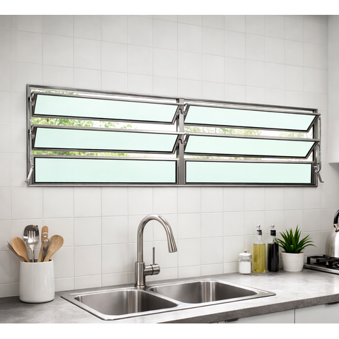 Vitro Basculante 2 Seções de Alumínio Brilhante 60x150