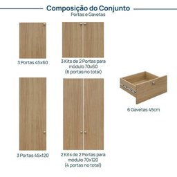 Guarda Roupa 13 Módulos 16 Portas 6 Gavetas Frame Cabecasa MadeiraMadeira   - 4