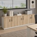 Ver imagem 4 de Armário Baixo Escritório 6 Portas 2,60m com Chave e 3 Prateleiras 100% MDF F5 Office Cor:Macadâ