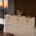 Ver imagem 1 de Armário Baixo Escritório 6 Portas 2,60m com Chave e 3 Prateleiras 100% MDF F5 Office Cor:Macadâ