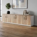 Ver imagem 5 de Armário Baixo Escritório 6 Portas 2,60m com Chave e 3 Prateleiras 100% MDF F5 Office Cor:Macadâ