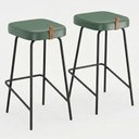 Ver imagem 1 de Kit 02 Banquetas Altas Cozinha e Área Gourmet Vik Estofada Couríssimo Verde - Desk Design