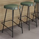 Ver imagem 2 de Kit 02 Banquetas Altas Cozinha e Área Gourmet Vik Estofada Couríssimo Verde - Desk Design