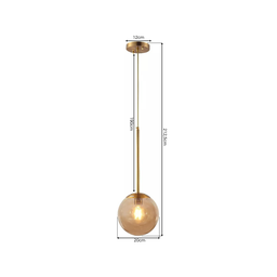 Lustre Pendente Orby Dourado Vidro Bola Âmbar Moderno Luxo Sala Quarto Escritório Inl88 - 3