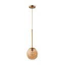 Ver imagem 3 de Lustre Pendente Orby Dourado Vidro Bola Âmbar Moderno Luxo Sala Quarto Escritório Inl88