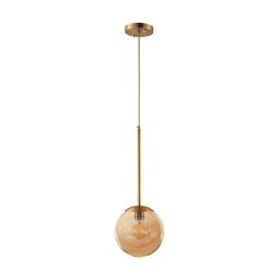 Lustre Pendente Orby Dourado Vidro Bola Âmbar Moderno Luxo Sala Quarto Escritório Inl88 - 2