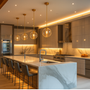 Ver imagem 4 de Lustre Pendente Orby Dourado Vidro Bola Âmbar Moderno Luxo Sala Quarto Escritório Inl88