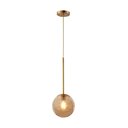 Ver imagem 1 de Lustre Pendente Orby Dourado Vidro Bola Âmbar Moderno Luxo Sala Quarto Escritório Inl88