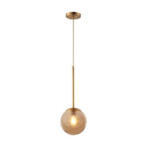 Lustre Pendente Orby Dourado Vidro Bola Âmbar Moderno Luxo Sala Quarto Escritório Inl88