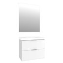 Ver imagem 3 de Gabinete para Banheiro com Cuba e Espelheira 80cm Pietra Branco/Brilho