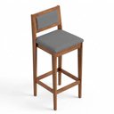 Ver mais imagens de Kit 02 Banquetas Altas Lenna Madeira Encosto Estofado Linho Fixo Cinza Abmaza