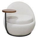 Ver imagem 4 de Poltrona Kaira Mesa Lateral Direita Base Fixa Preto Bouclé Creep Off White - Nexta Casa