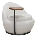 Ver imagem 1 de Poltrona Kaira Mesa Lateral Direita Base Fixa Preto Bouclé Creep Off White - Nexta Casa