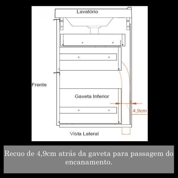 Gabinete para Banheiro com Cuba e Espelheira 80cm Pietra Móveis Bosi - 3