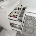 Ver mais imagens de Gabinete para Banheiro com Cuba e Espelheira 80cm Pietra Branco/Gianduia Brilho
