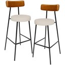 Ver imagem 1 de Kit 02 Banquetas Alta Cozinha Sala De Jantar Aço Milão L02 Couríssimo Whisky Linho Cru - Lyam Decor