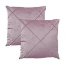 Ver imagem 1 de Kit 2 Capas para Almofada Drapeada em Veludo Quadrada 43x43 com Enchimento 45x45 Cor:rosa Quartzo