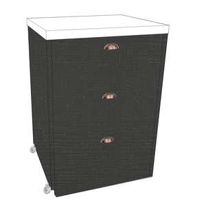 Mesa Multiuso Projeto Camarim Madeirado com Assento Estofado Branco /ébano