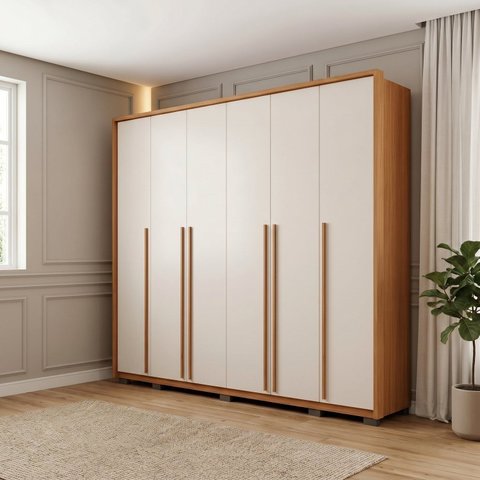 Guarda Roupa Casal 6 Portas 6 Gavetas 265cm com Cabideiro