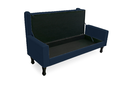 Ver imagem 3 de Jogo Cabeceira Geovana + Calçadeira Fênix Queen 160cm Suede Azul Marinho