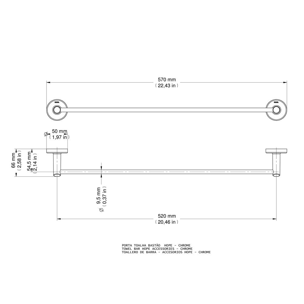 Porta-toalhas Bastão Hope Cromado - Docol - 4