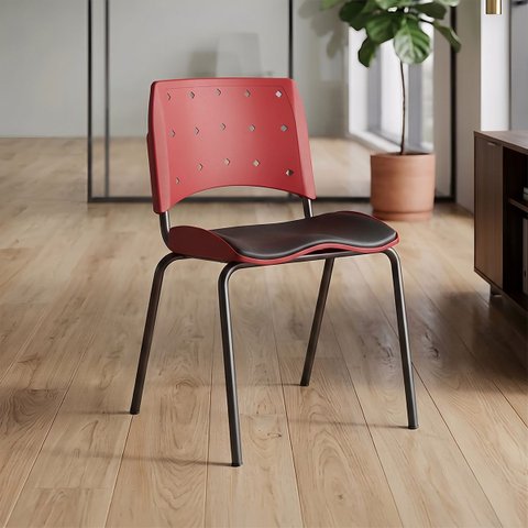 Cadeira Fixa Ergonômica 46 cm X 79,1 cm para Escritório com Assento Estofado Vinil Nr 17 Ergoplax