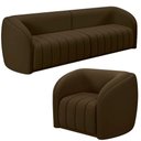 Ver imagem 1 de Sofá Decorativo 3 Lugares 252cm e Poltrona Meris M22 Veludo Marrom - Mpozenato