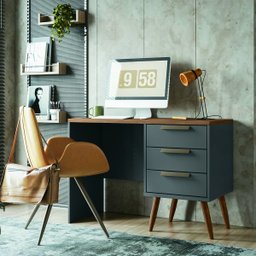 Conjunto Conect Grafite/jatobá Guarda-roupa 4 Portas 3 Gavetas, Escrivaninha 3 Gavetas Tomada Usb em - 4