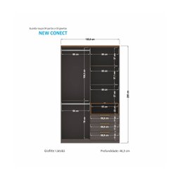 Conjunto Conect Grafite/jatobá Guarda-roupa 4 Portas 3 Gavetas, Escrivaninha 3 Gavetas Tomada Usb em - 3