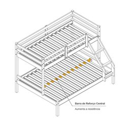 Beliche com Cama Casal Slim Rb Madeira Maciça Branco Housin - 4