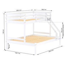 Beliche com Cama Casal Slim Rb Madeira Maciça Branco Housin - 2