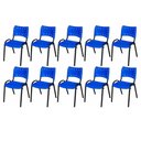 Ver imagem 2 de Cadeira Iso Base Preto Igreja, Escola, Escritório - Azul - Kit 10 Peças