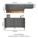 Ver imagem 3 de Cozinha Modulada 3 Pecas com Balcao Tampo Line Gris Cp Freijo Ktp