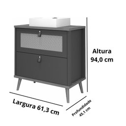Armário de Banheiro 60cm Mdf Pistache 1 Porta Gaveta C/ Cuba - 4