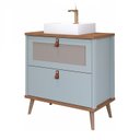 Ver imagem 1 de Armário de Banheiro 60cm Mdf Pistache 1 Porta Gaveta C/ Cuba