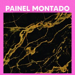 Papel de Parede Painel 3D Mármore preto Fio Ouro 2,5M Revestimento Pedra Requinte Auto Colante - 3