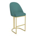Ver imagem 1 de Banqueta Alta Bela Suede Base Metálica com Encosto Fixa 70cm Turquesa Pallazio