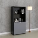 Ver imagem 1 de Armário Misto para Escritório com Nicho e Portas com Chave 159,6cm Linha P25 Pandin Branco/Preto/Gra