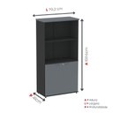 Ver imagem 4 de Armário Misto para Escritório com Nicho e Portas com Chave 159,6cm Linha P25 Pandin Branco/Preto/Gra