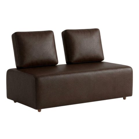 Sofá Modular 2 Lugares Block 148 cm Pes Madeira Courino Tcs 721 Moll
