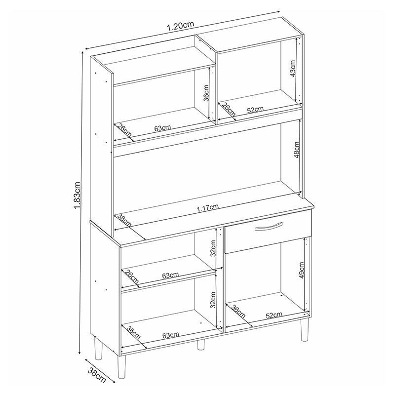 Cozinha Compacta Iris 6 Portas e 1 Gaveta Amêndola/Branco - Demóbile - 4