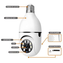 Câmera Ip Wi-fi Rosqueável E27 Hd com Áudio Detector de Movimento e Visão Noturna - 3