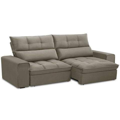 Sofá Retrátil Reclinável para Sala 3 Lugares 250cm Asaph F04 Veludo Marrom Claro - Lyam Decor