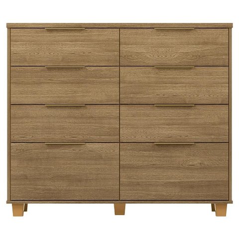 Cômoda Quarto 121cm 8 Gavetas Delmont Nature V02 - Mpozenato