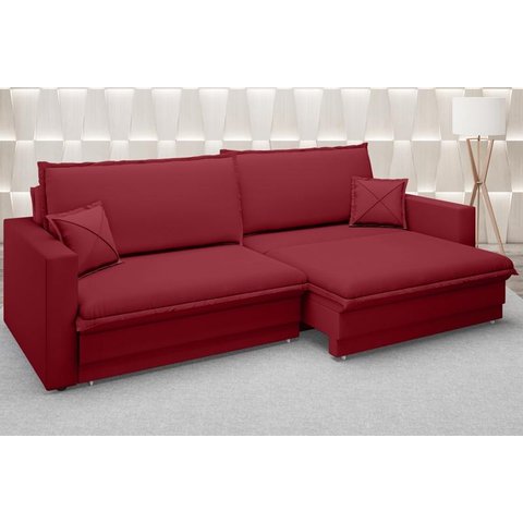 Sofá Tango 1,80M Sem Caixa, Retrátil e Reclinável Velosuede Vermelho - Netsofás